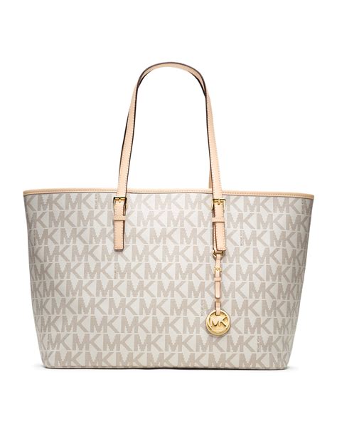 michael kors white and gold backpack|white Michael Kors tote bag.